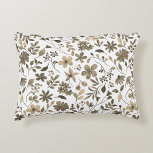 Sepia-Toniger Vintage-Blumenprint Dekokissen