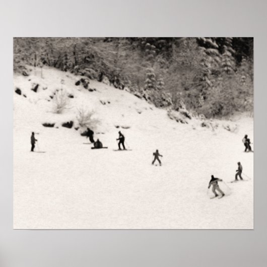 Sepia Tonski drucken, Spaß auf der Piste Poster (Vorne)