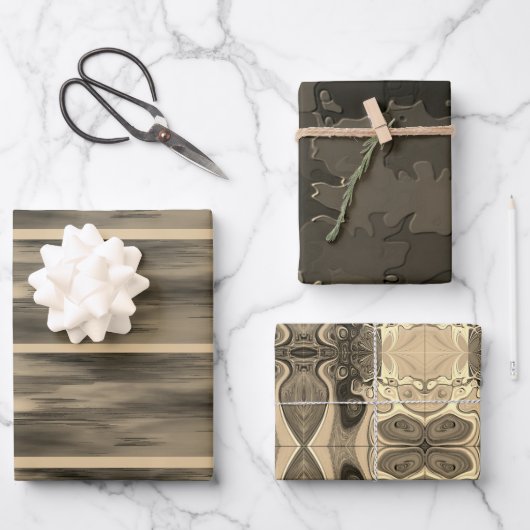 ‚Sepia Touch‘, wrapping Paper Flat Sheet Set 3 Geschenkpapier Set (Vorderseite)