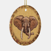 Sepia Tribal Elephant Rundschmuck Keramik Keramik Ornament (Rechts)