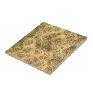 Sepia verblaßte Vintages Blumen Fliese