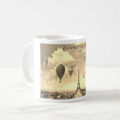 Sepia Vintag Ballooning über Paris Kaffeetasse (Vorderseite Links)