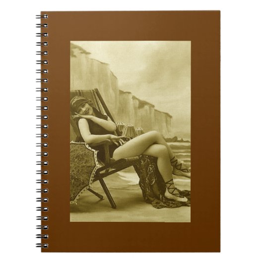 Sepia Vintag Bathing Beauty Notizblock (Vorderseite)