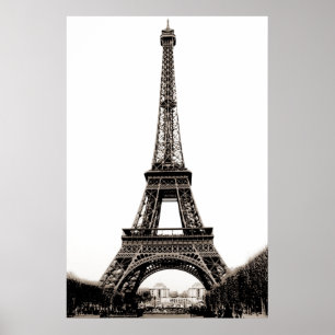 Sepia Vintag Eiffel Tower Paris Travel Poster