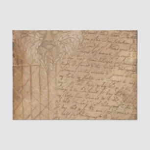 Sepia Vintag Lattice-Blätter und Skripte Seidenpapier