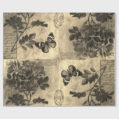 Sepia Vintag Linen Wrapping Paper Geschenkpapier (Flach)