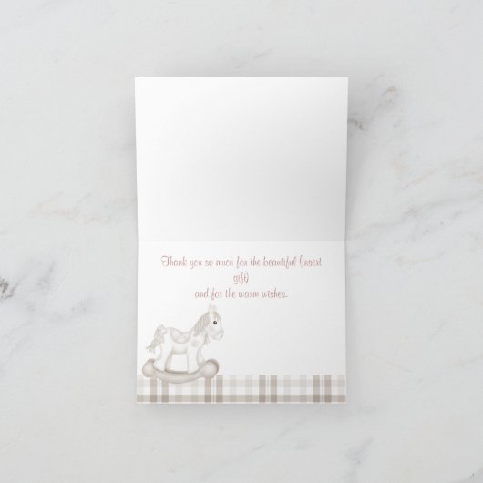 SEPIA VINTAG PRAM TARTAN DANKE KARTE (Innenseite)