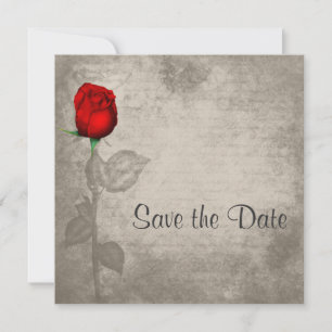 Sepia Vintag Spot Color Red Rosenknospe Save the D Save The Date