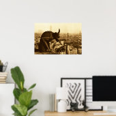 Sepia Vintag Stone Paris Gargoyle Foto Poster (Heimbüro)