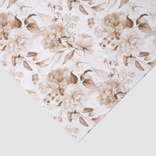 Sepia Vintage 1600er Florale Kunst Boho-Baby-Party Seidenpapier