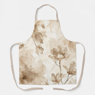 Sepia-Vintage-Blumen-Aquarell-Botanik-Gemälde Schürze