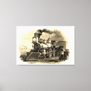 Sepia Vintage Dampflok 122 cm x 81 cm Leinwanddruck