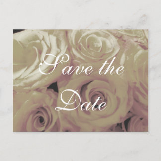 Sepia Vintage-Look Rosen Save-the-Date Postkarte