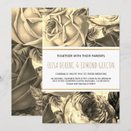 Sepia Vintage Rose Hochzeitsreise mit Florenz Einladung