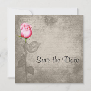 Sepia Vintage Spot Color Pink Rose Hochzeitseinla Save The Date