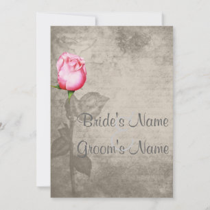 Sepia Vintage Spot Farbe Pink Rose Hochzeit Einladung