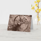 "Sepia Wagon Wheel #1" Geburtskarte Karte (Gelbe Blume)