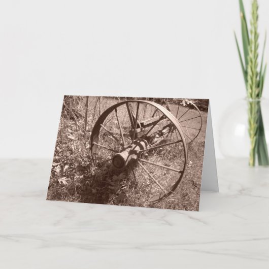"Sepia Wagon Wheel #1" Geburtskarte Karte (Vorderseite)