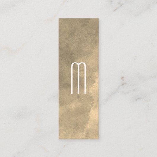 Sepia Watercolor Monogram Mini Visitenkarte (Vorderseite)