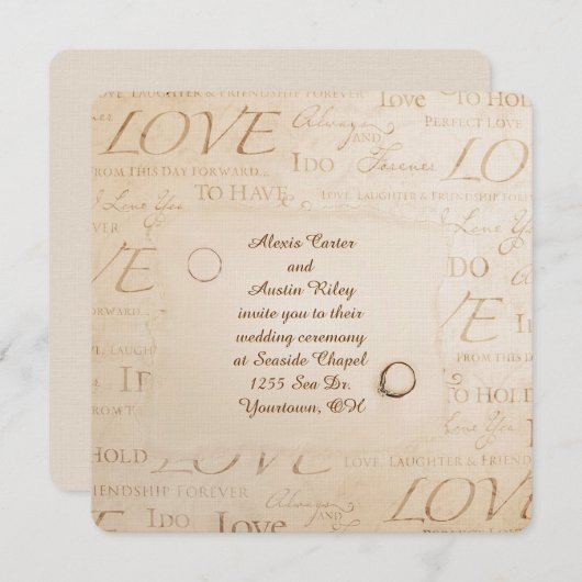 Sepia Wedding Einladung (Vorne/Hinten)