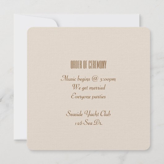 Sepia Wedding Einladung (Rückseite)