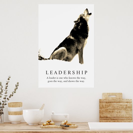 Sepia White Inspiration Leadership Wolf Poster (Küche)