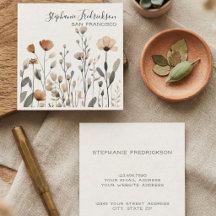 Sepia-Wildblumen-Botanische Kalligrafie-Creme