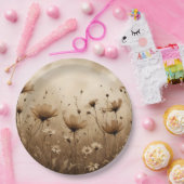 Sepia Wildblumen Design Pappteller (Party)