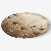 Sepia Wildblumen Design Pappteller (Schrägansicht)