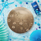 Sepia Wildblumen Design Pappteller (Party)