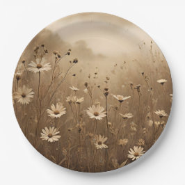 Sepia Wildblumen Design Pappteller