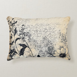 Sepia-Wildblumen-Manuskript Botanische Kunst Dekokissen