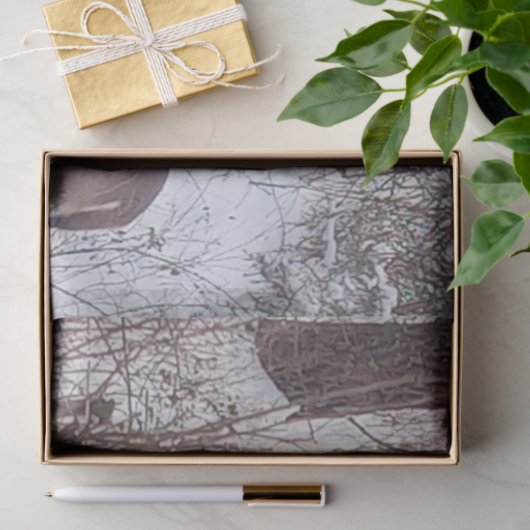 Sepia Wintersaison Schnee und Hirsche Foto Seidenpapier (Geschenk)