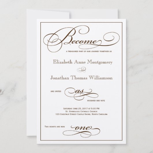 Sepia wird zu einer einmaligen Einladung zur Hochz (Vorderseite)