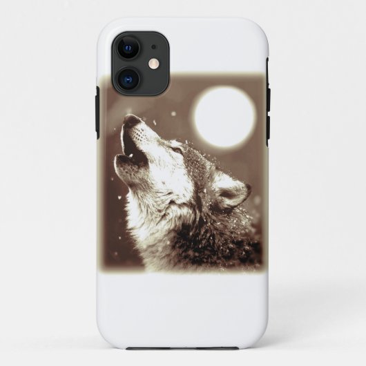 Sepia Wolf & Moon Case-Mate iPhone Hülle (Rückseite)
