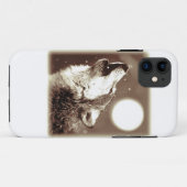 Sepia Wolf & Moon Case-Mate iPhone Hülle (Rückseite (Horizontal))