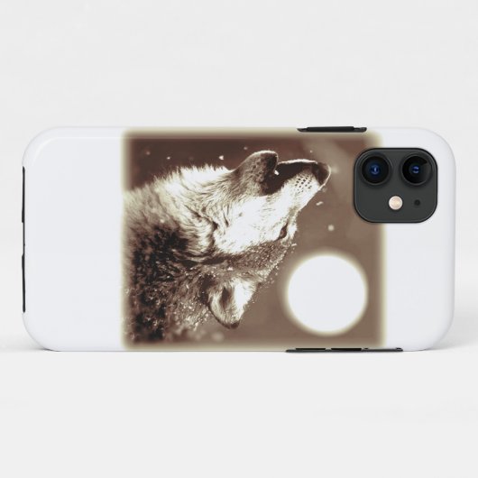 Sepia Wolf & Moon Case-Mate iPhone Hülle (Rückseite (Horizontal))