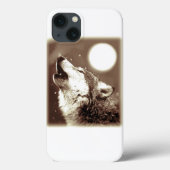Sepia Wolf & Moon Case-Mate iPhone Hülle (Rückseite)