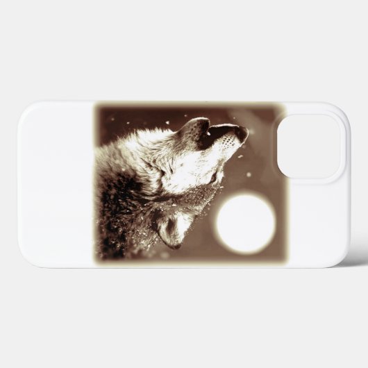 Sepia Wolf & Moon Case-Mate iPhone Hülle (Rückseite (Horizontal))