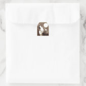 Sepia Wolf & Moon Dreieckiger Aufkleber (Tasche)