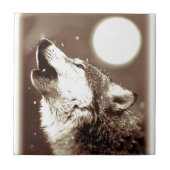 Sepia Wolf & Moon Fliese (Vorderseite)