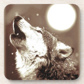 Sepia Wolf & Moon Getränkeuntersetzer (Vorderseite)