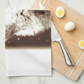 Sepia Wolf & Moon Handtuch (Viertel Falte)