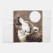 Sepia Wolf & Moon Handtuch (Horizontal)