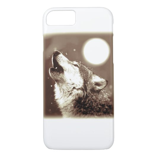 Sepia Wolf & Moon iPhone 7 Fall Case-Mate iPhone Hülle (Rückseite)