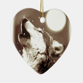 Sepia Wolf & Moon Keramikornament (Rechts)