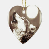 Sepia Wolf & Moon Keramikornament (Links)