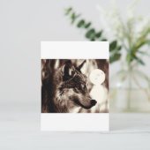 Sepia Wolf & Moon Postkarte (Stehend Vorderseite)