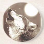 Sepia Wolf & Moon Untersetzer (Vorne)