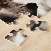 Sepia Wolf Motivierend Freedom Night Fullmoon Puzzle (Seite)